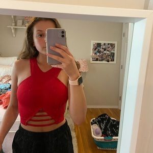 Red crop top